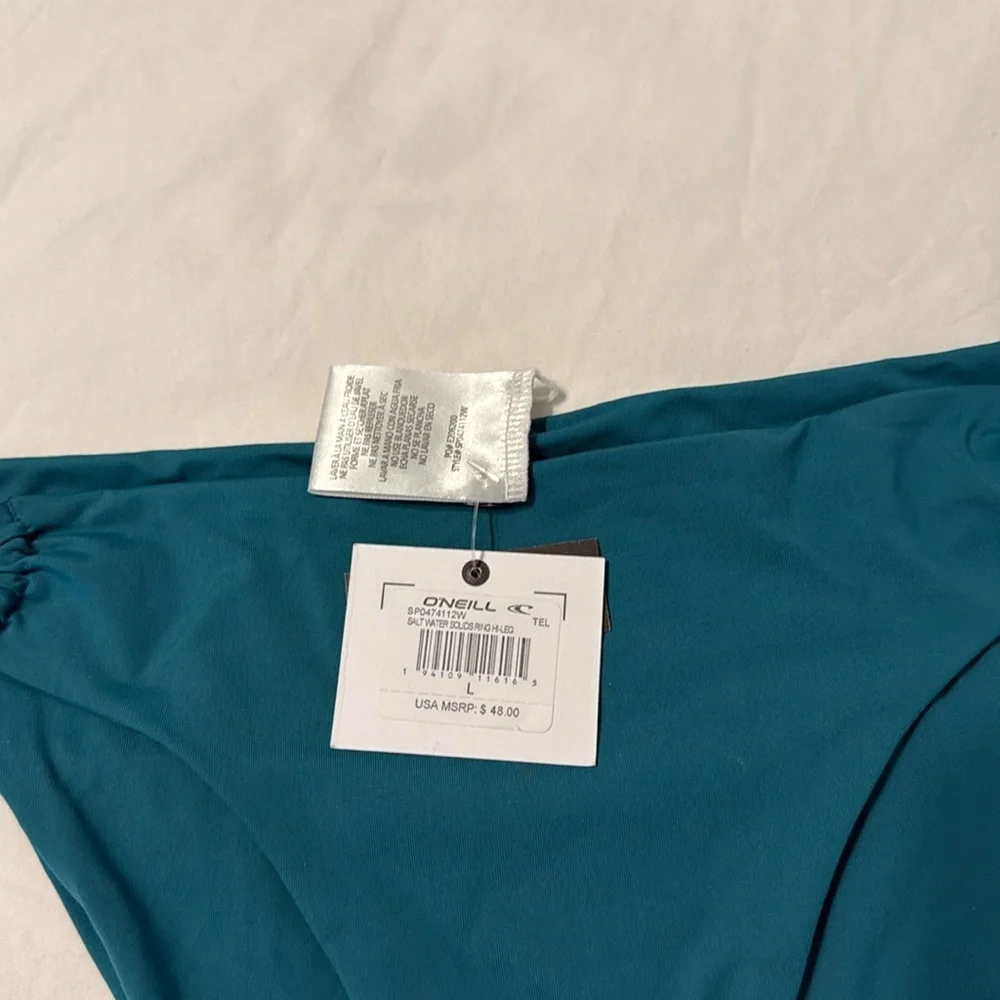 NWT O'Neill Saltwater Solids JADE Ring High Leg Bikini Bottom sz L - Picture 2 of 3